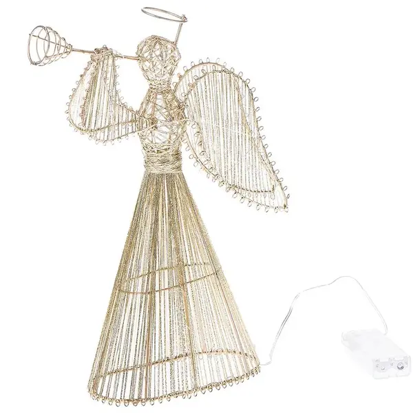 Kovový anděl s trubkou. 20 led 21x34x7 cm