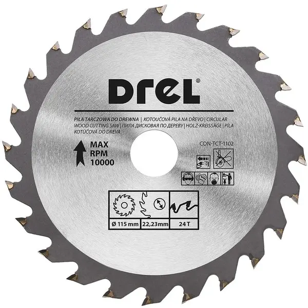 Pílový kotúč do dreva, 115 mm x 24 T, Drel