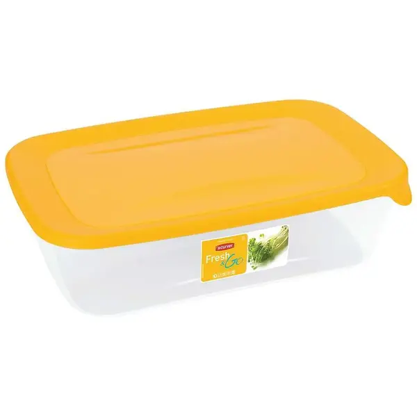 Obdĺžniková nádoba na potraviny. Fresh&Go 182300 žltá/transparentná
