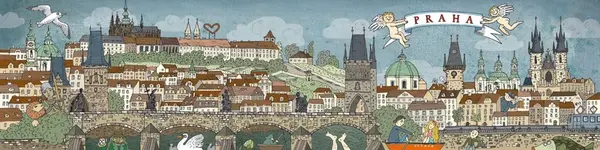 Skladacie pohľadnice- panoráma Prahy