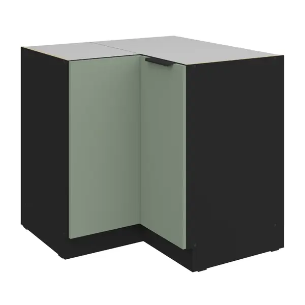 Spodní rohová skříňka Aria 90x90 DN 2F BB Barva korpusu: Černá, Barva dvířek: SA - Aquamarine AFM