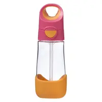 Fľaša na pitie so slamkou 450 ml - ružová/oranžová