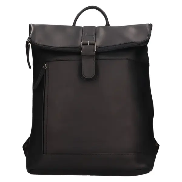 Kožený rolovací batoh The Chesterfield Brand Larsen - černá