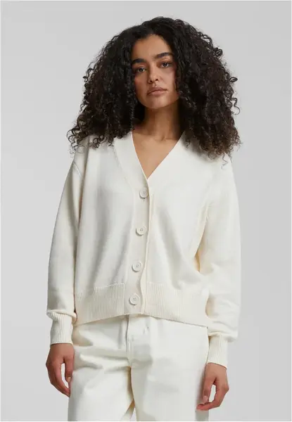 Women's ribbed cardigan with buttons cream