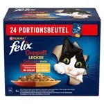 Felix Fantastic Duo výběr vlhkého krmiva pro kočky v aspiku - hovězí, kuřecí, jehněčí, krůtí 4 x (24 x 85 g)