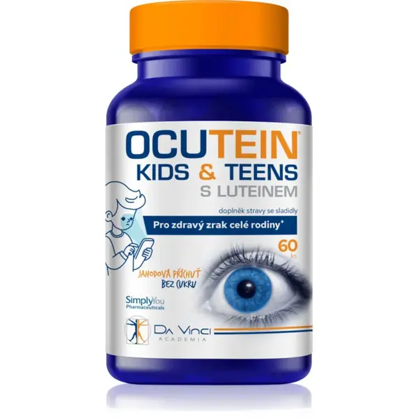 Da Vinci Academia Ocutein Kids & Teens s luteinem žvýkací měkké tobolky pro podporu zdraví zraku příchuť Strawberry 60 ks