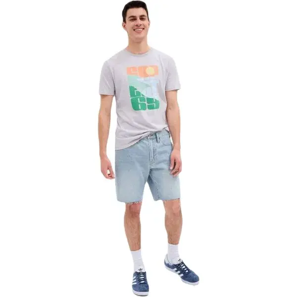 GAP V-STRAIGHT DENIM Pánské šortky, světle modrá, velikost