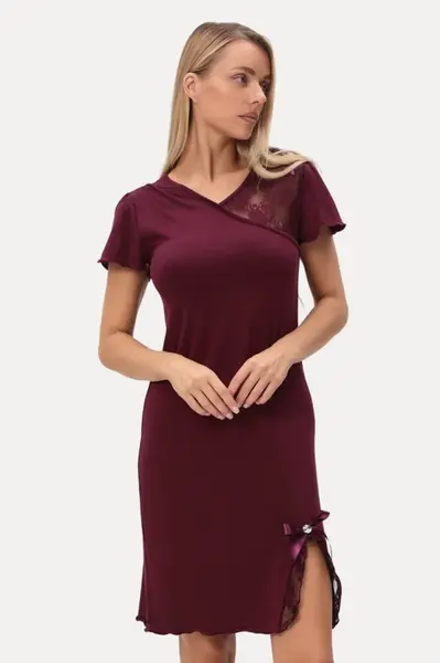 Dámská noční bambusová košilka ZARA XL Bordó