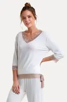 Dámské bambusové pyžamo ROZALIE XL Krémová