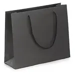 Luxusní kraftová taška s bavlněnými úchyty 300x250x100 mm, ČERNÁ