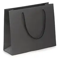 Luxusní kraftová taška s bavlněnými úchyty 300x250x100 mm, ČERNÁ