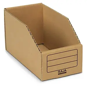 50 x Kartonový regálový zásobník, skládací 223 x 111 x 75/120 mm, hnědý, objem 2.4l, nosnost 1kg | RAJA