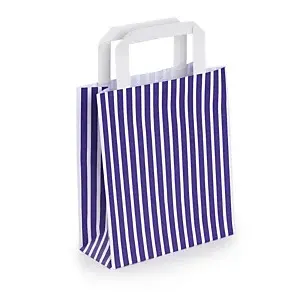 50 x Taška z kraftového papíru 190 x 220 x 80 mm s fialovými pruhy