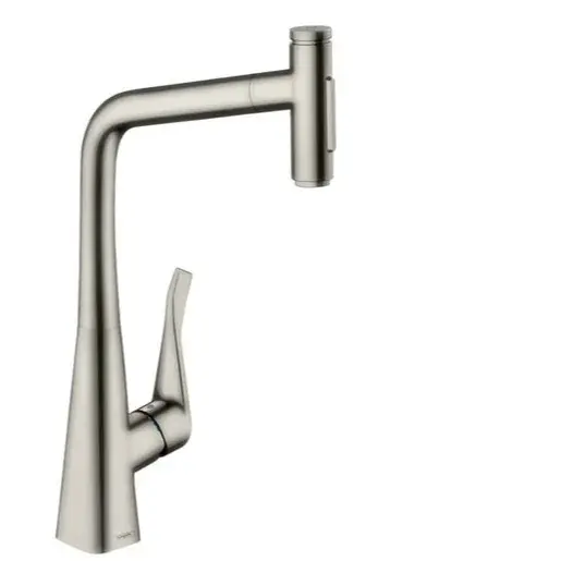 Hansgrohe Metris drezová batéria s vyťahovacou spŕškou, 2 prúdy vzhled nerezu 73816800