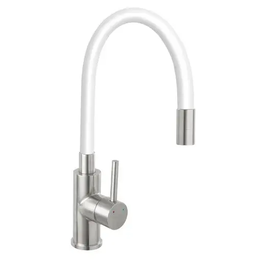 Drezová batéria Novaservis so silikónovým ramienkom biela-nerez70710,4B