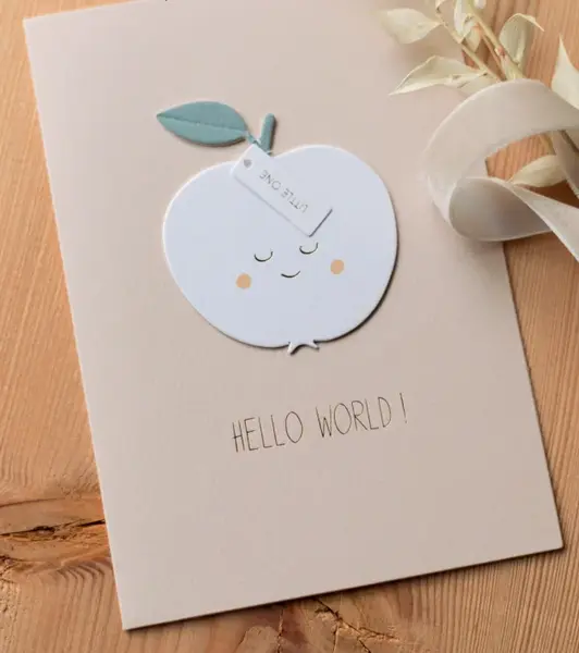 Papierové prianie k narodeniu dieťaťa HELLO WORLD