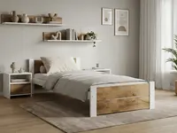 Posteľ IKAROS DOUBLE 90 x 200 cm, dub artisan/biela Rošt: Bez roštu, Matrac: Matrac DELUXE 10 cm