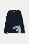 Dětské bavlněné tričko s dlouhým rukávem Guess tmavomodrá barva, s potiskem, L5BI28 I3Z14