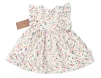 Baby Nellys Mušelínové šatičky + čelenka 2-dílná sada Luční kvítky,  smetanové vel.  104