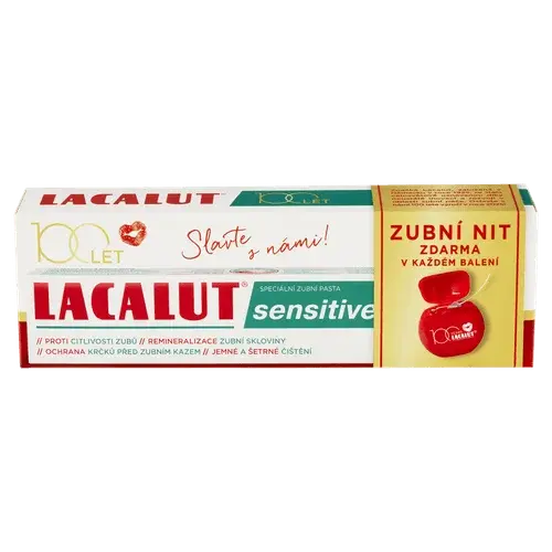 Lacalut Sensitive zubní pasta 75ml+dent.nit zdarma