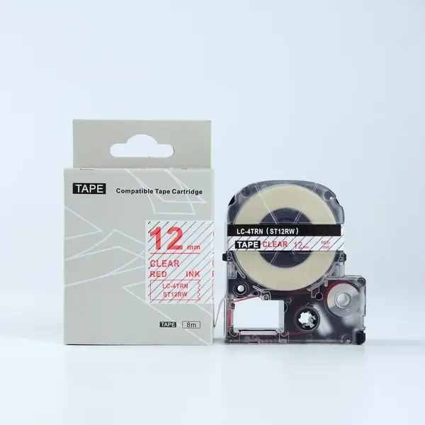 Epson LK-4TRN, ST12RW, 12mm x 9m, červený tisk / průhledný podklad, kompatibilní páska