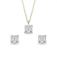 Sada šperkov s asscher diamantmi v žltom zlate KLENOTA