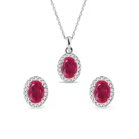 Súprava šperkov s rubíny a diamantmi v bielom zlate KLENOTA