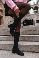 Boto Dámské kozačky s ozdobou na kostku ekokůže Černé Ivanna