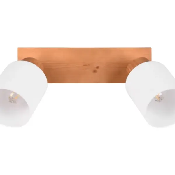 Stropní/nástěnné osvětlení Assam, 2 svítidla, dřevo/sklo