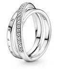 Pandora Stříbrný propletený prsten se zirkony Pavé 199057C01 60 mm