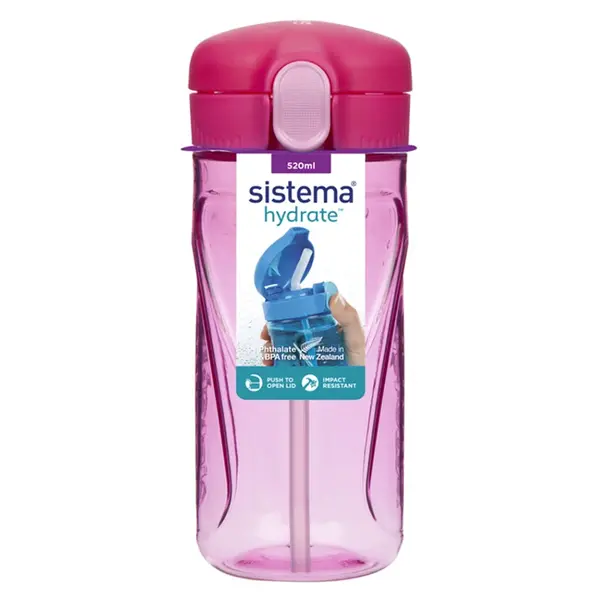 SISTEMA Láhev Quick Flip Top s brčkem růžová 520 ml