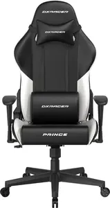 erná stolička DXRacer PRINCE čierno-biela, koženka
