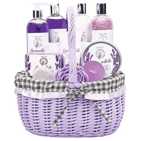 Velký dárkový koš kosmetiky s levandulovým olejem