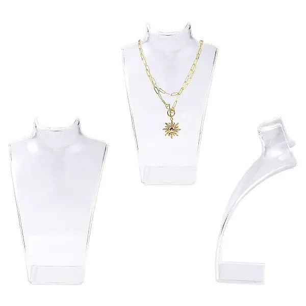 Organic Glass Necklace & Earring Standing Bust Displays