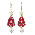 Glass Seed & Glass Pearl Beads Tree Dangle Earrings