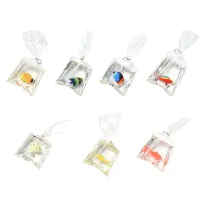 7Pcs 7 Styles Resin Pendants with Iron Jump Ring
