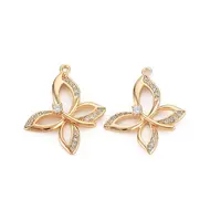 Brass Micro Pave Clear Cubic Zirconia Pendants