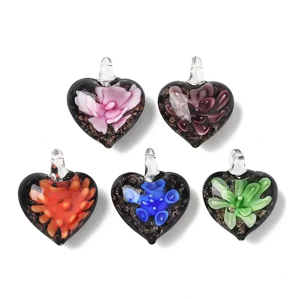 Handmade Gold Sand Lampwork Pendants