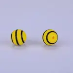 Printed Round with Stripe Pattern Silicone Focal Beads