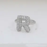 Brass Micro Pave Clear Cubic Zirconia Cuff Rings