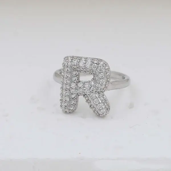 Brass Micro Pave Clear Cubic Zirconia Cuff Rings