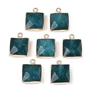 Dyed Natural White Jade Faceted Pendants