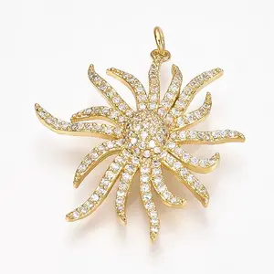 Brass Micro Pave Cubic Zirconia Pendants