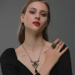 Spider Alloy Glass Dangle Earrings & Necklaces & Rings Sets