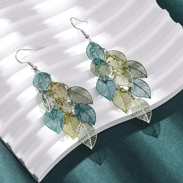 430 Stainless Steel Leaf Dangle Earrings