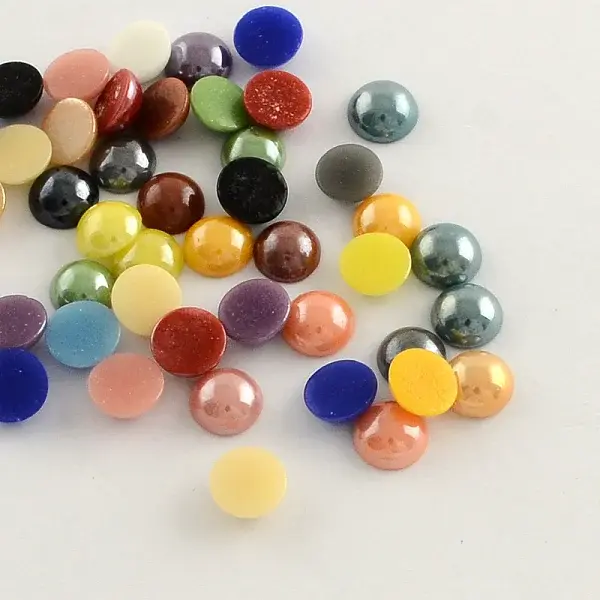 Pearlized Plated Opaque Glass Cabochons