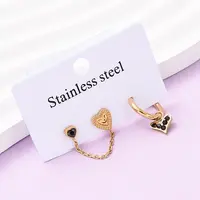 304 Stainless Steel Heart Stud Earring & Hoop Earring Sets