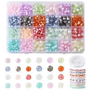 850Pcs Crackle Glass Beads Strands