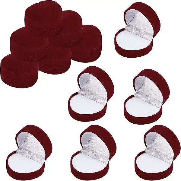 Heart Shape Velvet Ring Boxes