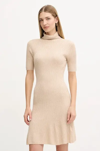 Šaty s příměsí vlny Guess JULIA béžová barva, mini, W5BK78 Z3OW2